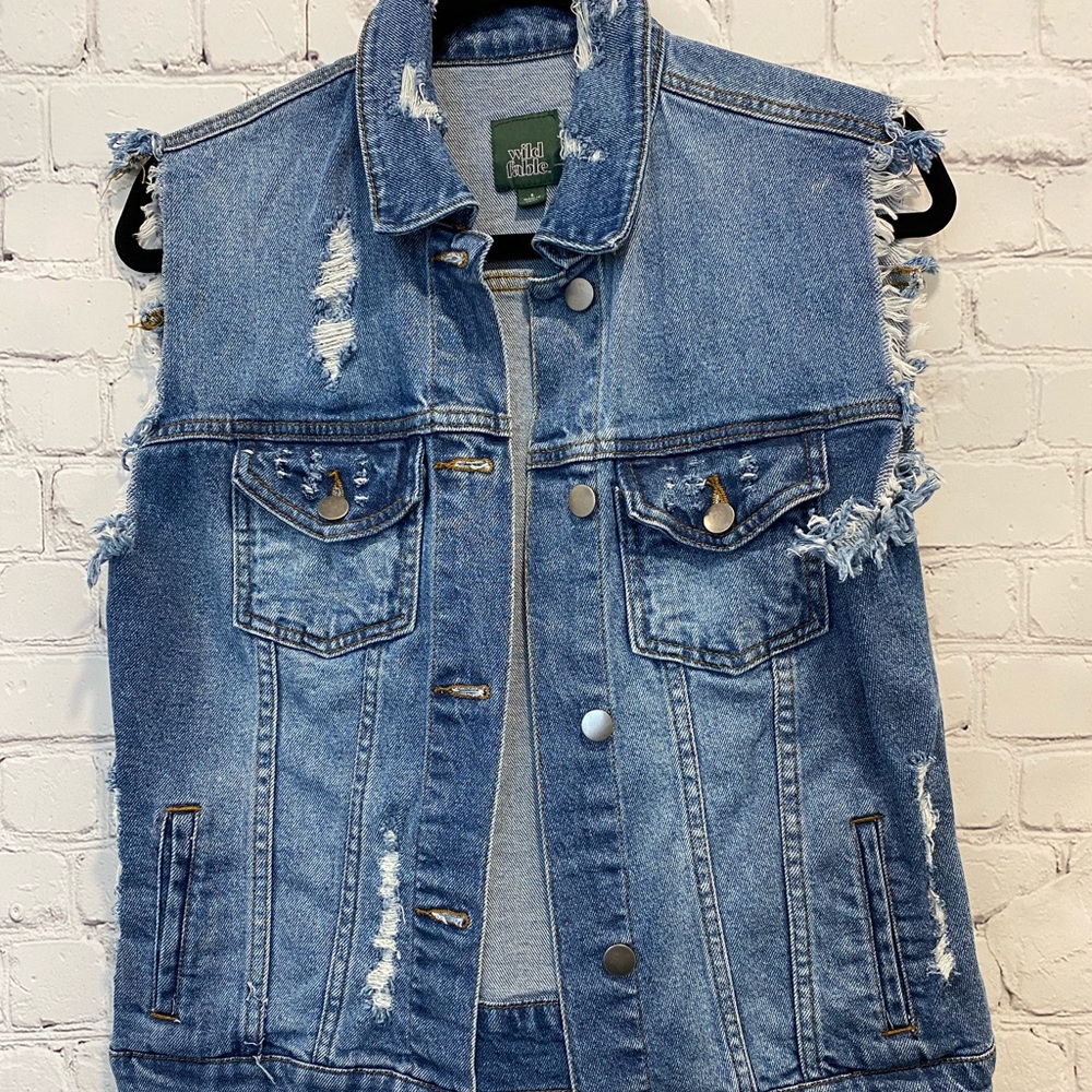 Distressed Jean Jacket Vest with Patches!OOAK